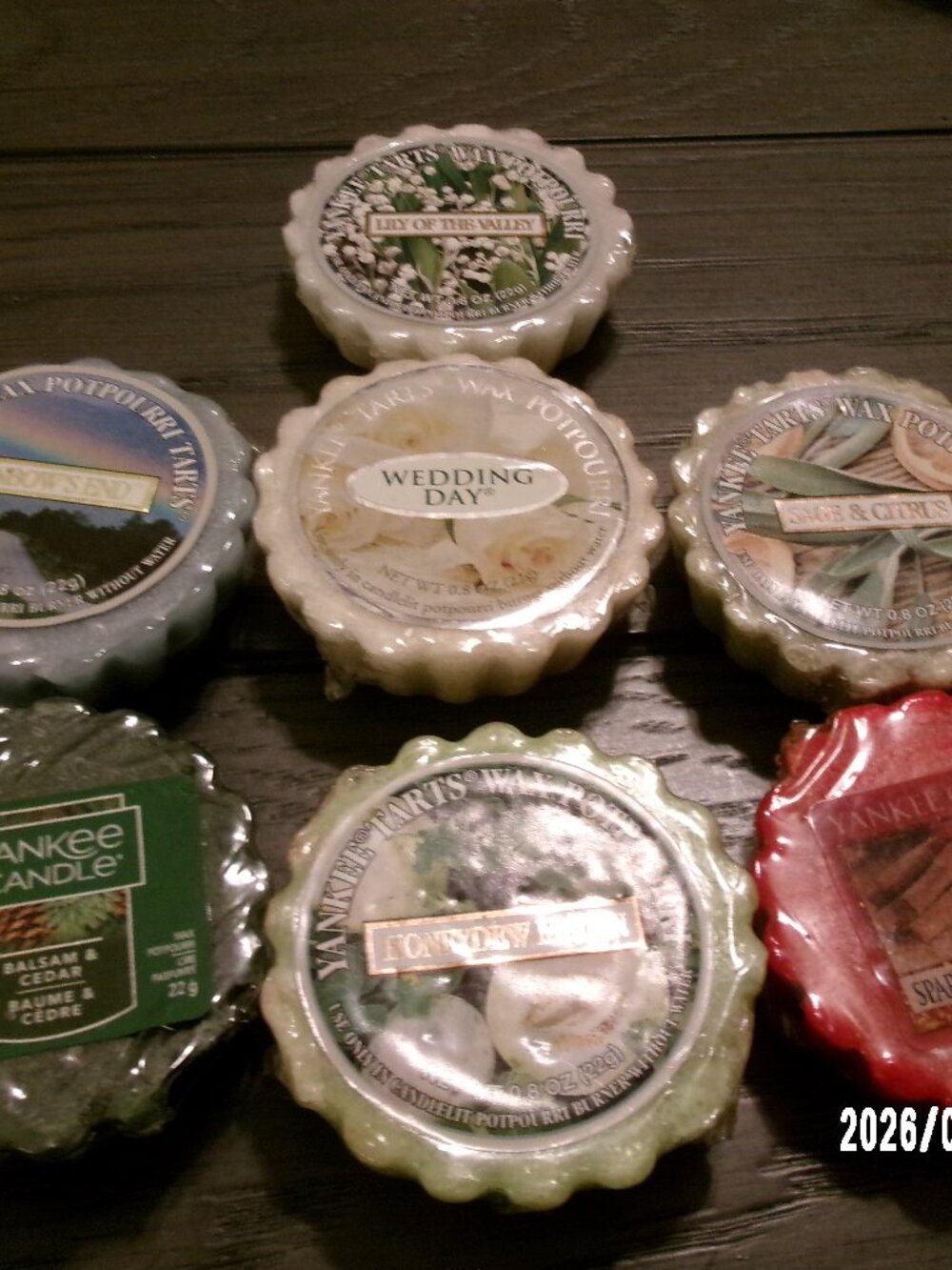 Lot of 7 YANKEE CANDLE Wax Tarts Assortment Various Scents MELON, SAGE, WEDDING